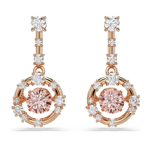 Khuyên Tai Nữ Swarovski Constella Drop Earringsround Cut, Dancing Stone, Pink, 18k Rose Gold Finish 5744239 Màu Vàng Hồng