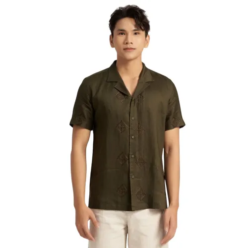 Áo Sơ Mi Nam F2 Fashion & Freedom Linen Casual Menswear SMMN027-XR-M-1023 Màu Xanh Rêu Size M