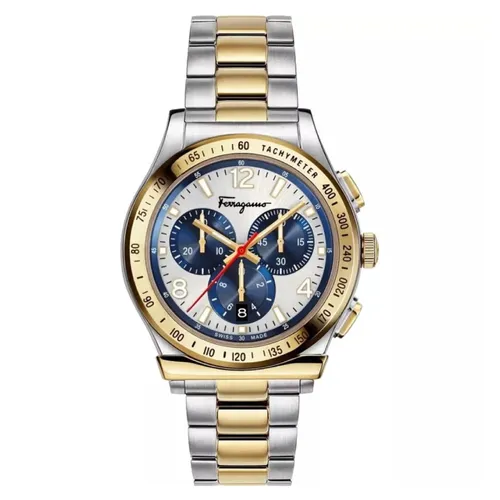 Đồng Hồ Nam Salvatore Ferragamo 1898 Chrono Watch 42mm Màu Bạc Phối Vàng