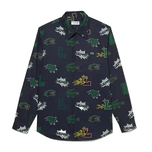 Áo Sơ Mi Dài Tay Nam Lacoste Holiday Comic Print Shirt CH4695 - QRN Màu Xanh Navy Size 40