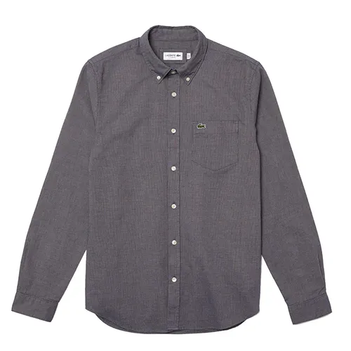 Áo Sơ Mi Dài Tay Nam Lacoste Regular Fit Long-Sleeve Patterned Shirt CH7638 - 525 Màu Xám Size 42