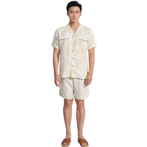 Quần Short Nam F2 Fashion & Freedom Linen Holidays Vibes SN36-TK-29-0323 Màu Trắng Kem Size 29