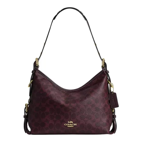Túi Đeo Vai Nữ Coach Laurel Shoulder Bag With Buckles In Signature Canvas CFP16 Màu Đỏ Mận