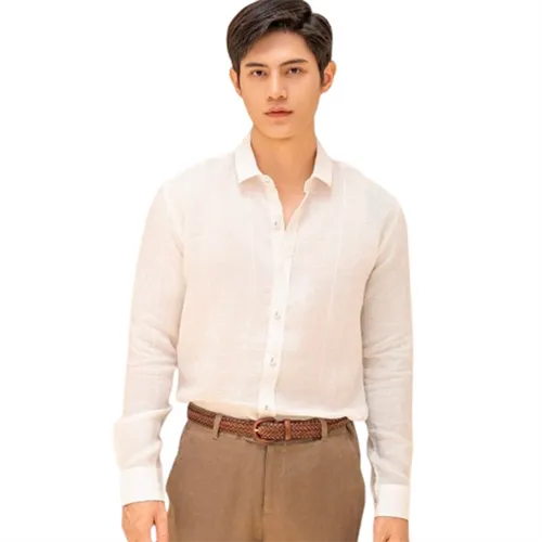 Áo Sơ Mi Nam F2 Fashion & Freedom Men's White Linen Shirt With Raised Stitching SMM215-TCN-S-0822 Màu Trắng Size S