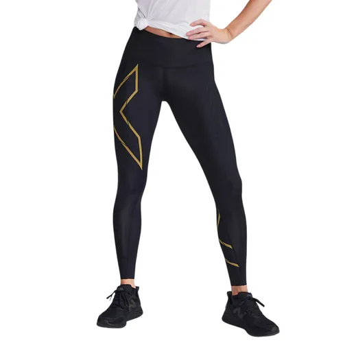 Quần Chạy Bộ Nữ 2XU Light Speed Mid-Rise Compression Tights WA6523b-BLK/GRF Màu Đen Size S