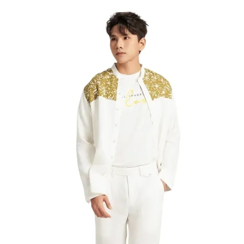 Áo Sơ Mi Nam F2 Fashion & Freedom Casual Menswear SMM220-TPXR-S-0224 Màu Trắng Phối Xanh Rêu Size S