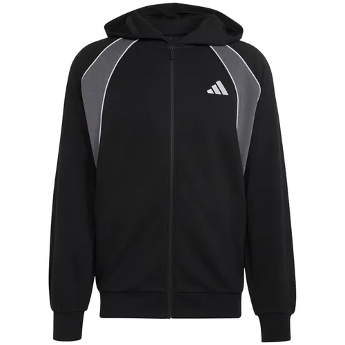 Áo Khoác Nỉ Nam Adidas Track Top With Hood And Zipper Down Made From Seasonal Essentials Color-Block Fishbone Fabric KF4224 Màu Đen Size L