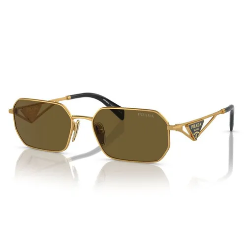 Kính Mát Nữ Prada Women Sunglasses 0PR A51S 15N01T Matte Gold Dark Brown Màu Nâu Vàng