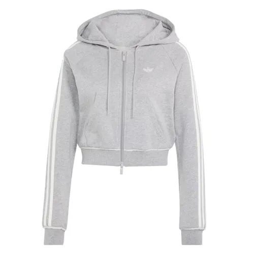 Áo Khoác Nữ Adidas Graphic Short Front Zip Track Top LE8319 Màu Xám Nhạt Size XS