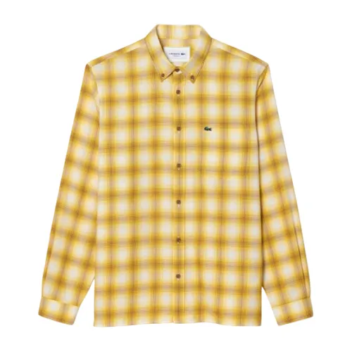 Áo Sơ Mi Dài Tay Nam Lacoste Regular Fit Twill Plaid Button Down Shirt CH1868 - QIQ Màu Vàng Size 38