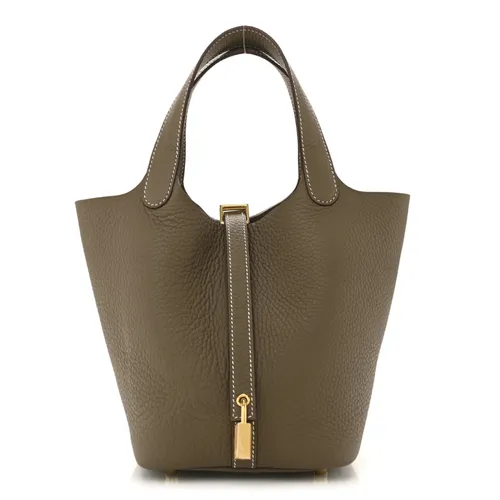 Túi Xách Tay Nữ Hermès Taurillon Clemence Picotin Lock 18 PM Etoupe
