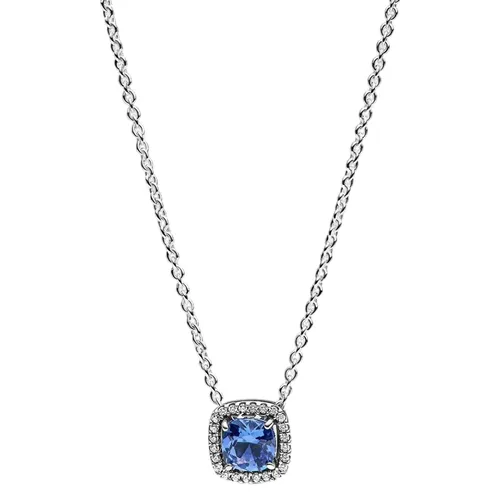 Dây Chuyền Nữ Pandora Sparkling Square Blue Halo Pendant Necklace 393560C01 Màu Bạc/Xanh