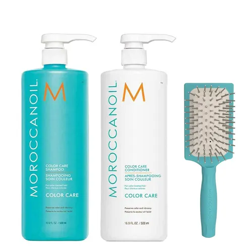 Combo Dầu Gội Và Xả Chăm Sóc Tóc Nhuộm Moroccanoil Color Care (2 x 500ml) + Lược Mini Paddle Brush
