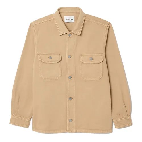 Áo Khoác Nam Lacoste Men's Oversized Denim Overshirt CH7227-I8V Beige Màu Be Size 38