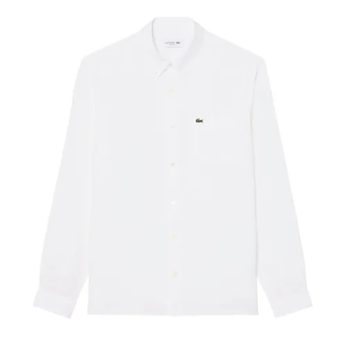 Áo Sơ Mi Nam Lacoste Regular Fit Linen Shirt CH5692 - 001 Màu Trắng Size 38