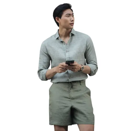 Áo Sơ Mi Nam F2 Fashion & Freedom Linen SMM125-RN-S-0619 Màu Xanh Rêu Size S