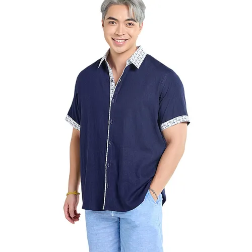 Áo Sơ Mi Nam F2 Fashion & Freedom Linen Tender Drit SMMN035-XDPHT-M-0924 Màu Xanh Đen Size M