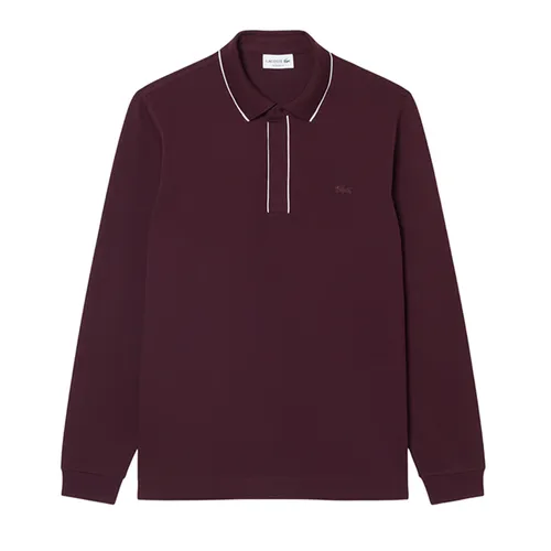 Áo Polo Dài Tay Nam Lacoste Regular Fit Long Sleeved Paris Polo Shirt PH9988 3KE Màu Đỏ Trầm Size 3