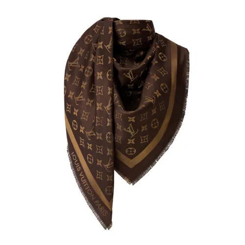 Khăn Choàng Nữ Louis Vuitton LV Monogram Shine M98771 Màu Nâu