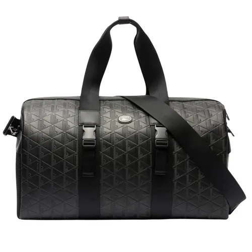 Túi Trống Nam Lacoste Large Monogram Leather Weekend Bag NH4839 - 000 Màu Đen