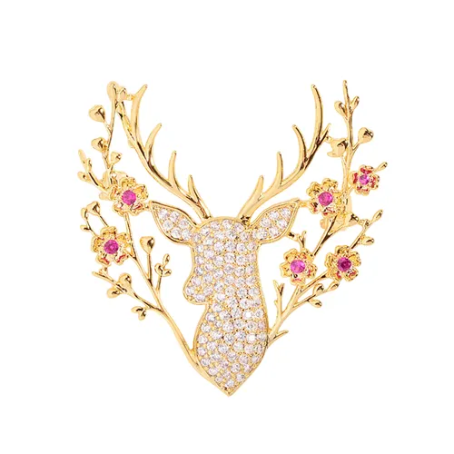 Cài Áo Meri Antler Bloom BR118 Màu Vàng Gold