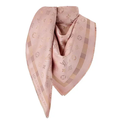Khăn Choàng Nữ Louis Vuitton LV So Shine Monogram Scarf M98677 Màu Hồng Họa Tiết