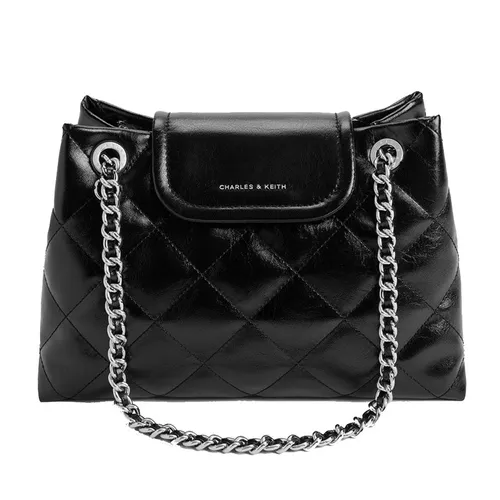 Túi Đeo Vai Nữ Charles & Keith CNK Large Apfra Quilted Shoulder Bag CK2-90151676_NOIR_M Màu Đen
