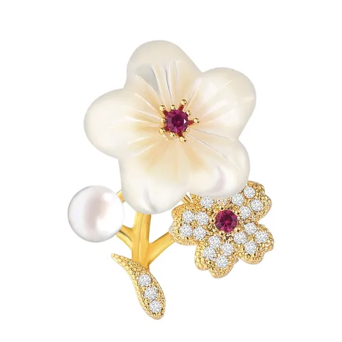 Cài Áo Nữ Meri Ruby Blossom BR652 Màu Vàng/Trắng