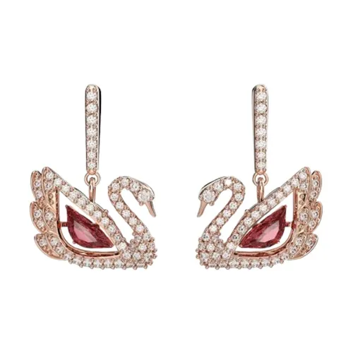 Khuyên Tai Nữ Swarovski Dancing Swan Pierced Earrings Rose Gold/Red 5614124 Màu Vàng Hồng