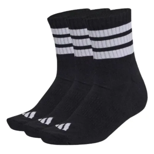 Set 3 Đôi Tất Unisex Adidas 3 Stripes Cushioned Sportswear Mid Cut Socks 3 Pair Pack KC9617 Màu Đen Size M
