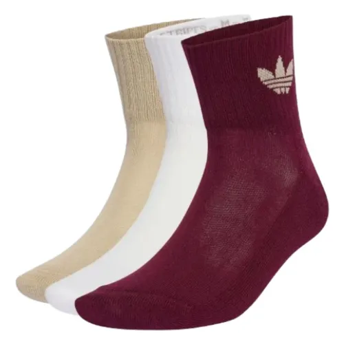 Set 3 Đôi Tất Unisex Adidas 1/4 Socks 3P - KD8273 3 Màu Trắng/Khaki/Đỏ Sẫm Size S
