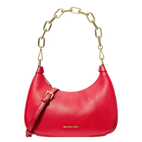 Túi Đeo Chéo Nữ Michael Kors MK Cora Large Pebbled Leather Chain-Link Crossbody Bag 35S2G4CW3L Màu Đỏ