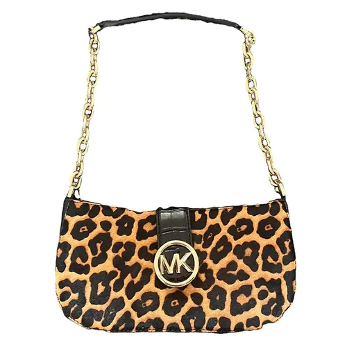 Túi Đeo Vai Nữ Michael Kors MK Carmen Small Pouchette Shoulder Bag 35F2GNMC1H Màu Nâu/Đen