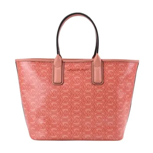 Túi Tote Nữ Michael Kors MK Jodie Small Logo Jacquard Tote Bag 35H1T2JT1C Màu Cam Hồng Đào