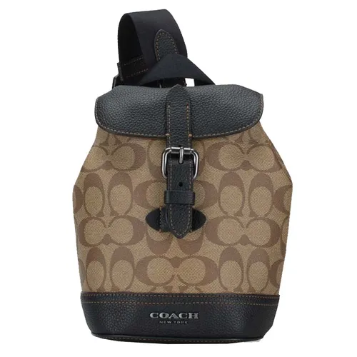 Túi Đeo Chéo Coach CB928 Signature Hudson Small Pack Khaki/ Black Màu Be Đen