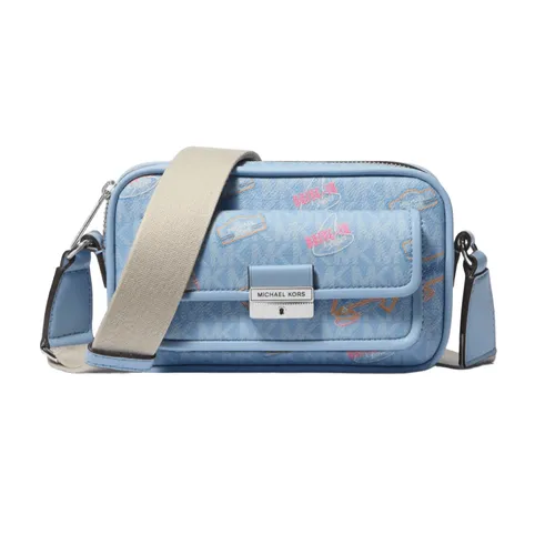 Túi Đeo Chéo Nữ Michael Kors MK Bradshaw Extra-Small Embellished Signature Logo Camera Crossbody Bag 35T5S2BC0I Màu Xanh Baby