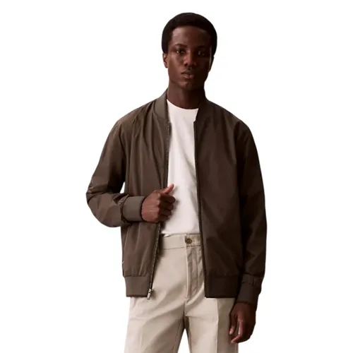 Áo Khoác Nam Calvin Klein CK Tipped Matte Bomber Jacket LF511 - 021 Màu Nâu Size XS
