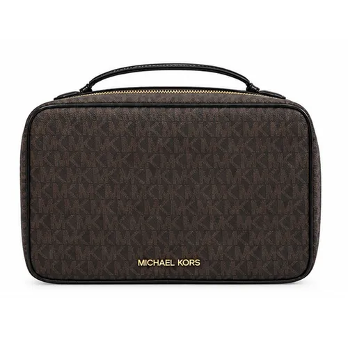 Túi Xách Tay Nữ Michael Kors MK Jet Set Travel Signature Logo Màu Nâu