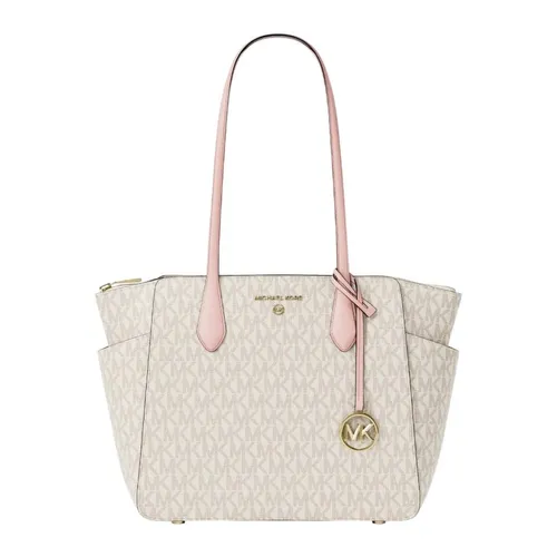 Túi Tote Nữ Michael Kors MK Marilyn Medium Signature Logo Tote Bag 35F5G6AT2B Màu Hồng Trắng