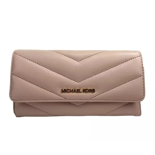 Ví Nữ Michael Kors MK Quilted Leather Wallet Jet Set Style Màu Hồng Nhạt