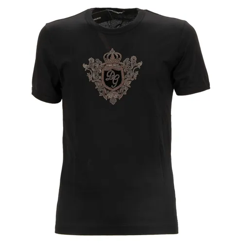 Áo Phông Nam Dolce & Gabbana D&G Logo Vương Miện G8KBAZ G7TWK Màu Đen Size 44