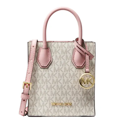 Túi Xách Tay Nữ Michael Kors MK Mercer Extra-Small Logo And Leather Crossbody Bag 35T1GM9C0I Màu Hồng/Trắng