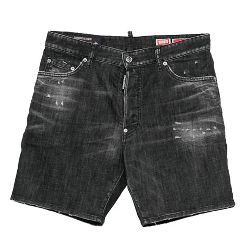 Quần Short Nam Dsquared2 Belt-Loop Distressed Màu Xám Đen Size 44