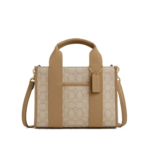 Túi Tote Nữ Coach Smith Tote Bag 24 In Signature Jacquard Màu Nâu Be