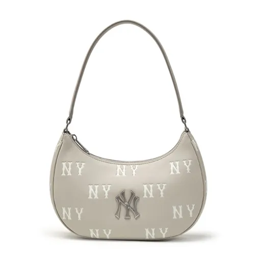 Túi Đeo Vai Nữ MLB Classic Mono Embossed Hobo Bag New York Yankees Grey 3ABQM016N-50GRL Màu Xám