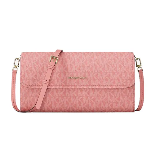 Túi Đeo Chéo Nữ Michael Kors MK Jet Set Small Signature Logo Convertible Crossbody Bag 32S6GJ6C5V Màu Hồng Nhạt