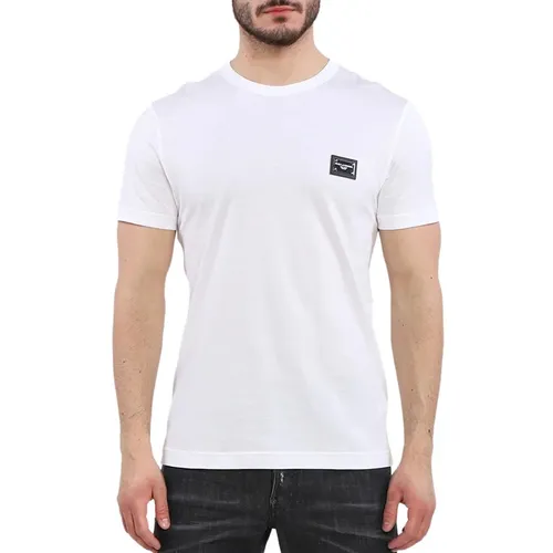 Áo Phông Nam Dolce & Gabbana D&G Tag Gương Cổ Tròn G8PT1TG7F2I W0800 Màu Trắng