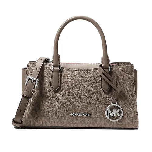 Túi Đeo Chéo Nữ Michael Kors MK Arden Small Signature Logo Messenger Bag 35F5S4XM1L Màu Xám Nâu