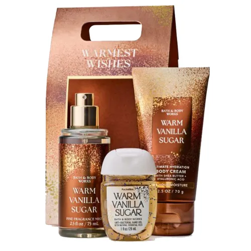 Set Chăm Sóc Da Toàn Thân Bath & Body Works Into The Night Mini Warmest Wishes Warm Vanilla Sugar (3 Món) – Bath & Body Works