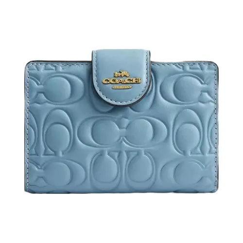 Ví Nữ Coach Medium Corner Zip Wallet In Signature Leather Azure CZ341 Màu Xanh